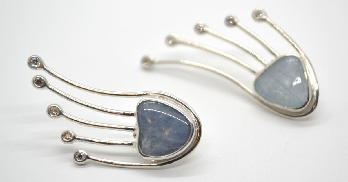 Luminous Arc Aquamarine Earrings