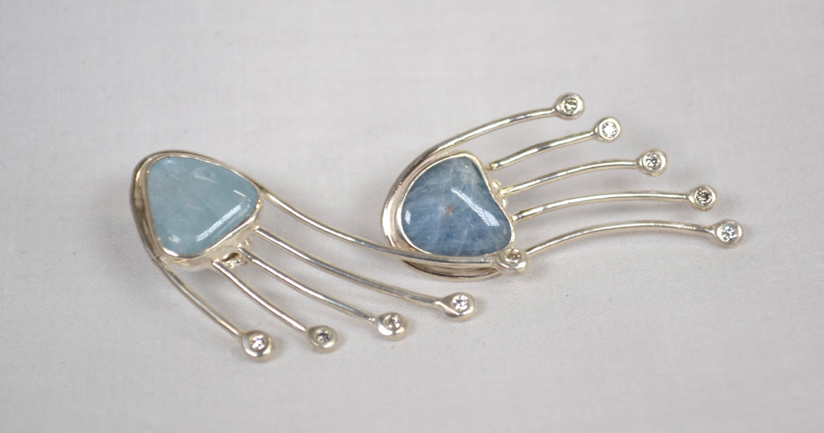 Luminous Arc Aquamarine Earrings