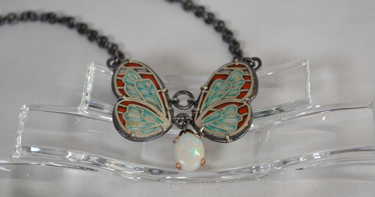 Glasswing Butterfly Pendant