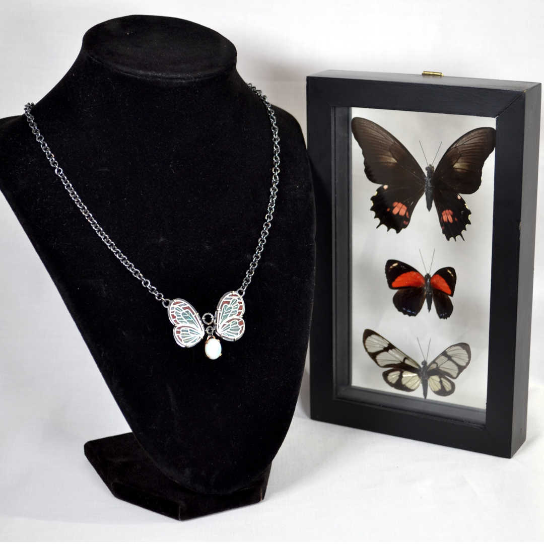 Glasswing Butterfly Pendant
