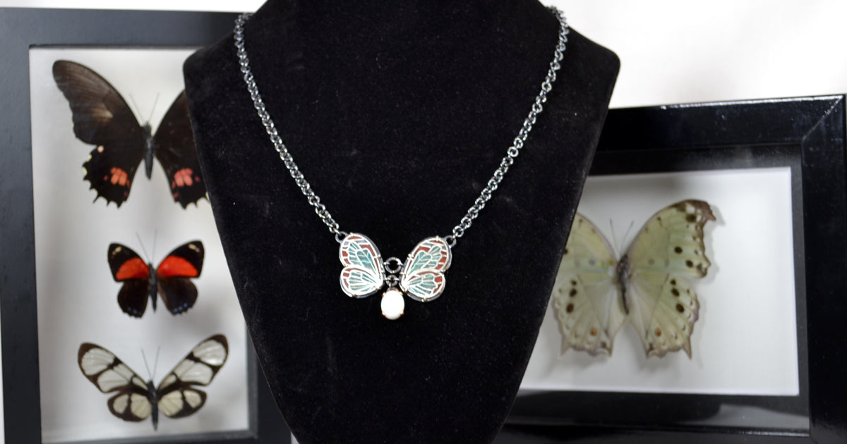 Glasswing Butterfly Pendant