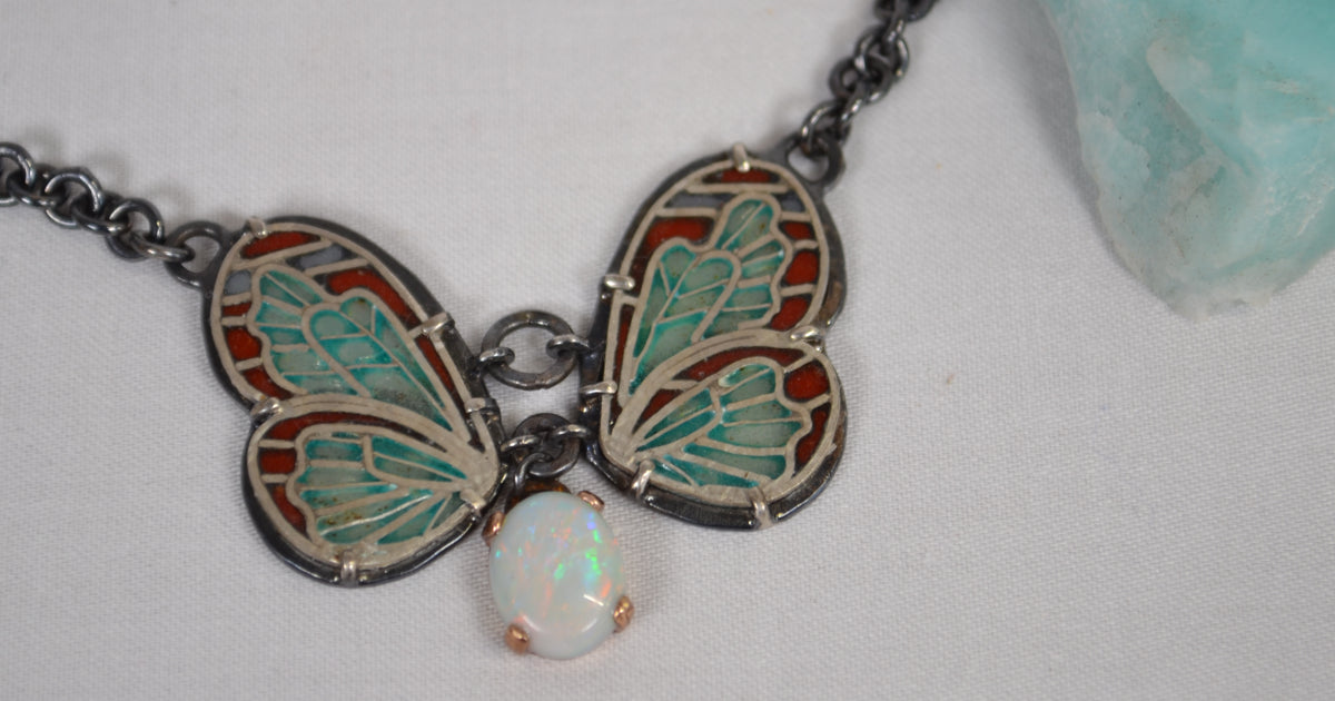 Glasswing Butterfly Pendant